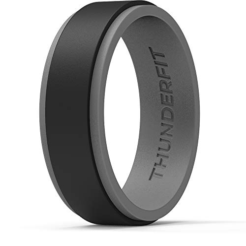 Alliance en silicone homme bague double couche noir gris 20,6 mm