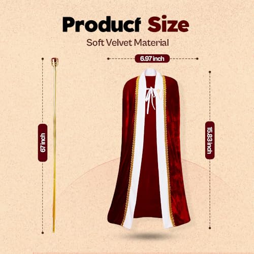 Tigerdoe King Costume-3 Pc Medieval Adult Costume Set- King Crown, Regal Robe, and Royal Scepter-Costume Accessories-Dress up