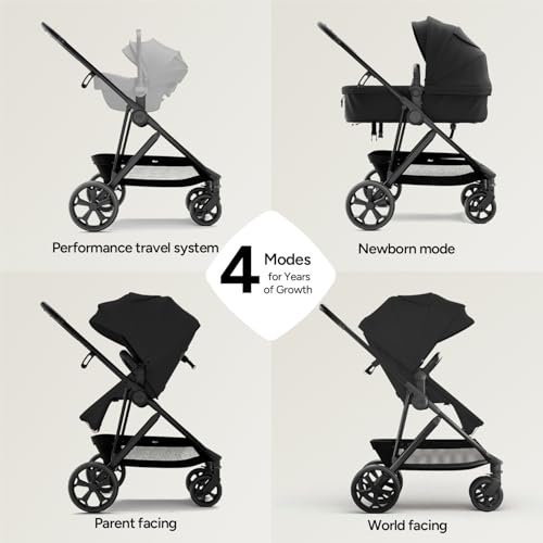 Image of Mompush Wiz Pro 2-in-1 Baby Stroller, Full-Size All-Terrain Premium Stroller with Newborn Mode and Reversible Seat, Snack Tray Included, Large UPF 50+ Canopy & Storage Basket