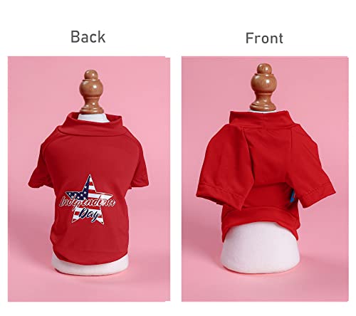Bechanmig Dog Clothes For Small Dogs American Flag Dog Shirt Independence Day, Patriotic Usa Dog T Shirt Puppy Dog Costume (Red,S) #TOP1