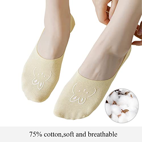 Bivolu Womens No Show Thin Breathable Cotton Cute Socks With Cushion Non Slip Comfortable Causal Low Cut Socks For Women Solid Liner Flats Socks 6 Pack (Mulitcolors) Size 5-8 #TOP1