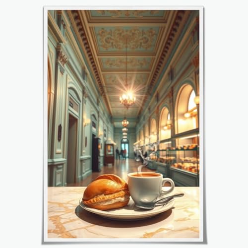 Vintage Retro Restaurant Style Burger and Coffee Wall Art Poster