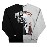 Bioworld Tokyo Ghoul Ken Kaneki Kanji Crew Neck Long Sleeve Black And Athletic Heather Men's Sweatshirt-Small