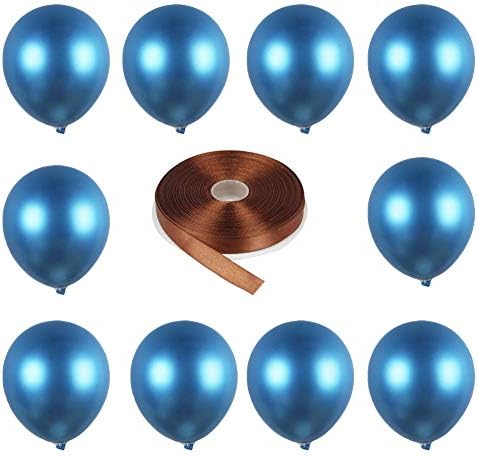Tellpet Blue Metallic Balloons for Wedding, Graduation, Birthday Party Decorations, 12 Inch, 10 Pcs