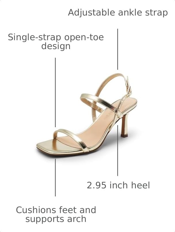 Image of DREAM PAIRS Womens Slingback Heels Square Open Toe Strappy Sandals Ankle Strap High Heeled Dressy Shoes