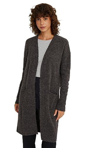 C&A Damen Strickjacke Polyester|Synthetisch Melange/Meliert dunkelgrau XL