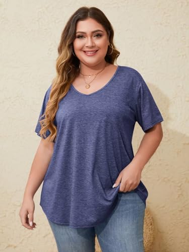 Image of BELAROI Women Plus Size Tops V-Neck Tunics Shirts
