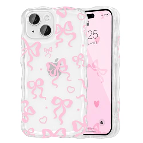 UEEBAI iPhone 15/14 Plus Case, Clear Shockproof Cover, Pink