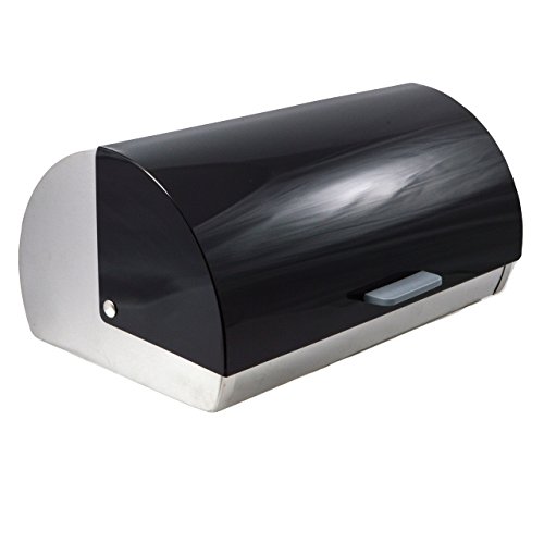 Francois et Mimi Stainless Steel Black Roll-Top Bread Box