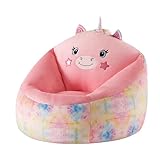 Heritage Kids Micromink Squishy Bean Bag Chair for Kids Ages 3+, Figural Unicorn