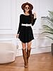 DEARCASE Women's Long Sleeve T Shirt Dress Black X... #5