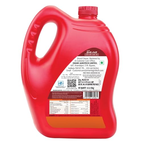 Image of Emami Healthy & Tasty Strong Kachchi Ghani Mustard Oil Jar, 4.12Kg
