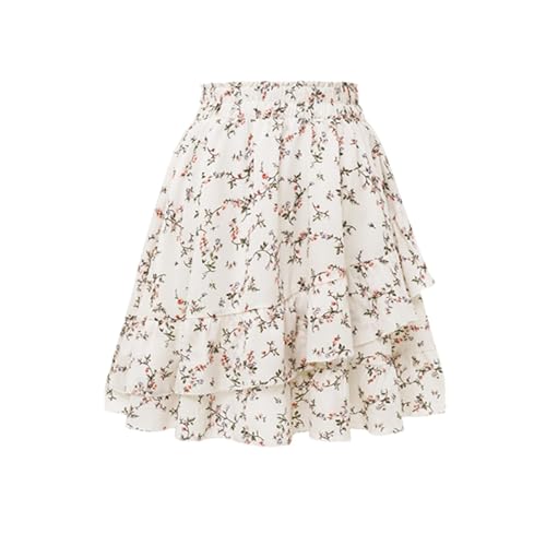 Jupe Boheme Femme Taille Élastique- Jupe Ete Imprimé Florale Évasé Volants Superposés Trapèze Chic Et Elegant Décontracté D'été Fluide Léger...