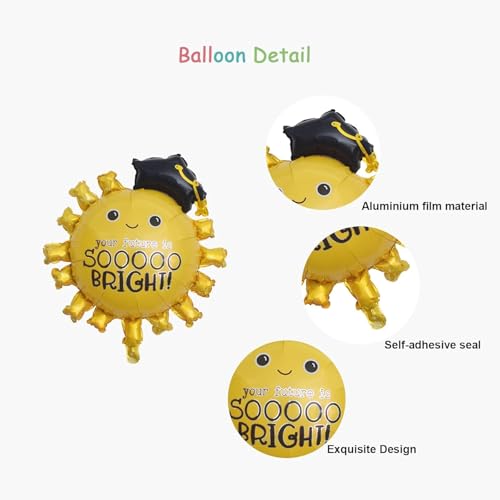 Image of Atpata Funky Happy Graduation Foil Balloons for Graduation Convocation Commencement Ceremony (So Bright Grad Sun)