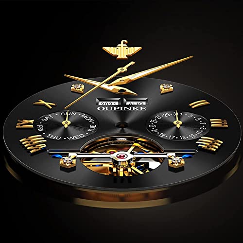 Image of OLEVS Mens Watches Skeleton Mechanical Black Watches for Men Wrist Watches Automatic Luxury Tungsten Steel Sapphire Crystal Waterproof Luminous Gold and Black