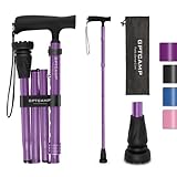GPTCAMP G2 Walking Stick, Fold-up Walking Cane for Women and Men with Wrist Strap, Portable, Foldable, Collapsible, Lightweight and Sturdy with Comfortable T Handle