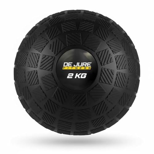 Image of DE JURE FITNESS Slam Ball 2 KG for Strength Training & Crossfit - No Bounce Weighted Workout Ball for Core & Power - Textured Grip Heavy Duty Medicine Ball for Home Gym Exercise & Conditioning - 2 KG