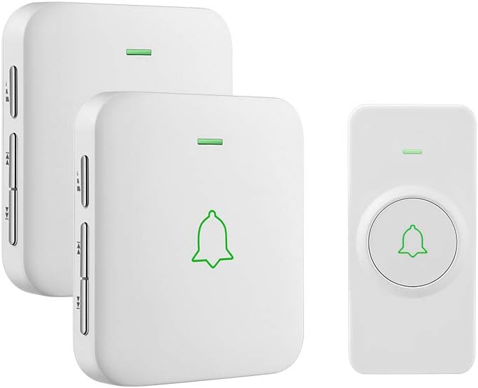 – Wireless Doorbell, 1000 Feet/300 M Long Range Door Bells with 2 Receivers, Mini IP55 Waterproof, LED Flash, 5 Levels Volume, 52 Melodies, LED Flash, CW-12