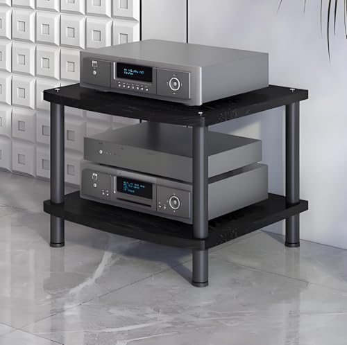 Meuble TV d'angle blanc support stéréo et rangement de composants audio - 2