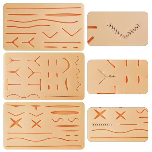 Image of 3 Pcs Suture Pad 3 Layer Suture Practice Pad with Wounds Suture Practice Kit, Hard to Rip, Tear or Break for Medical and Vet Students Veterinarian Nurses Training and Practice