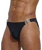 FEOYA Men’s Bikini Swimwear Solid Swimming Briefs Low Waist Buckle Bathing Bottom Quick Dry Elastic Swimsuit Sunbath Casual Hawaiian Thong Surfing Suit
