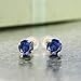 Gem Stone King 14K Yellow Gold Round Blue Created Sapphire Stud Earrings For Women (1.10 Cttw, Round 5MM)