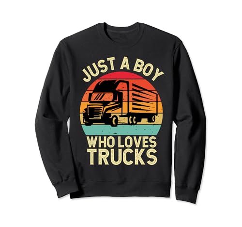 Just A Boy Who Loves Trucks Uomini Bambini Vintage Felpa