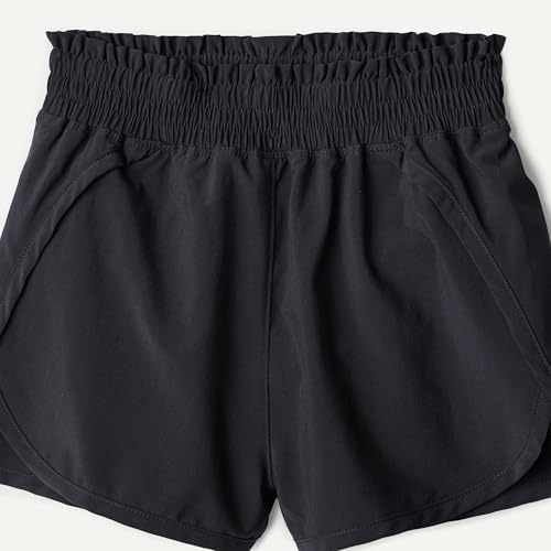 Image of Amazon Essentials Girls' High-Rise Athletic Performance Stretch Woven Shorts with Elastic Waistband