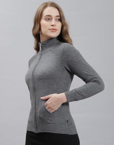 Image of Monte Carlo Women Regular Fit Full Sleeve Solid T Neck Winter Cardigan (Pack of 1)