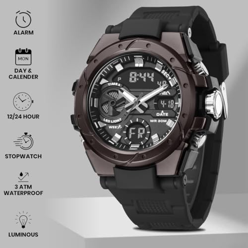 Image of V2A Styrke 5120 Analog Digital Watch for Men | Hybrid Multi Display Dial | Alarm Stopwatch Day Date 12 /24 Hr | TPU Strap | 30M Water Resistant | Gift for Mens