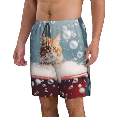 Men's Swim Trunks Cat in Snow Bathtub Quick Dry Board Shorts Mens Bathing Suit Beach Swimwear with Pockets4