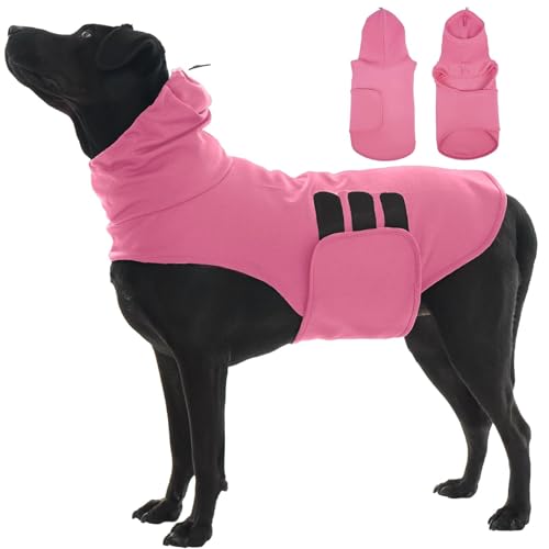 Image of X-Large Dog Fireworks Anxiety Vest with Adjustable Chest,Hood Neck Wraps,Soft Lightweight Calming Shirt for Storms,Lightning,Separation,Home Alone(Rose)