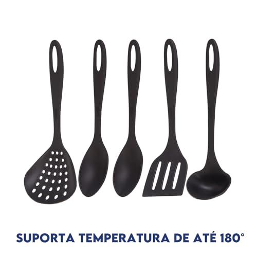 Jogo de Utensilios 5 Peças de Nylon Utily Preto