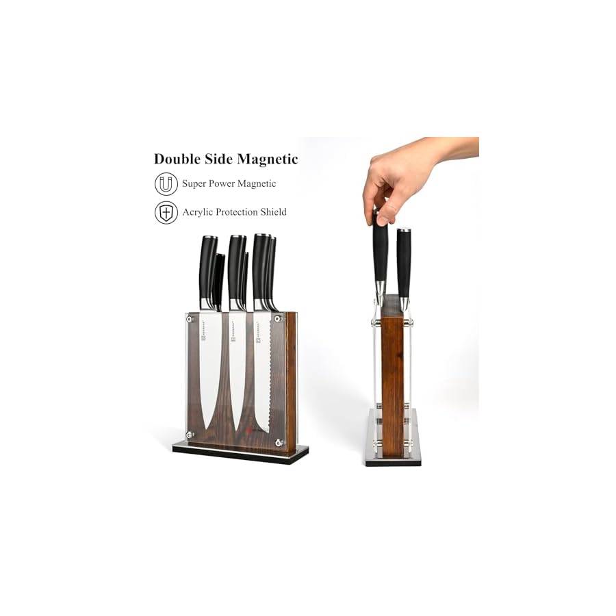 KEEMAKE-Kitchen-Knife-Block-Set-7Pcs-Kitchen-Knives-with-Magnetic-Knife-Holder-High-Carbon-Stainless-Steel-Chef-Knife-Set-with-Block-Ultra-Sharp-Knives-Set-for-Kitchen-With-Ergonomic-Handle KEEMAKE Kitchen Knife Block Set - 7Pcs Kitchen Knives with Magnetic Knife Holder, High Carbon Stainless Steel Chef Knife Set with Block, Ultra Sharp Knives Set for Kitchen With Ergonomic Handle