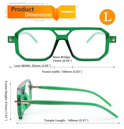 Image of FEISEDY Vintage Square Blue Light Blocking Reading Glasses Women Men B0090 | 70s Flat Aviator Glasses,Aviator readers