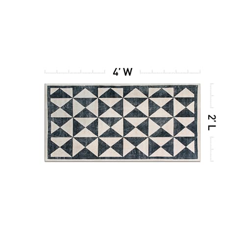 Tapete geométrico antideslizante lavable 2'x4' crema miniatura 2