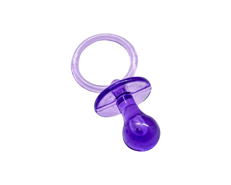 Image of 2.5 inch Baby Pacifier Party Favors, 36 Pieces, Gender Reveal Shower Decorations, Boy Girl Gender Neutral Table Scatter, DIY Party Games Decor (Purple)