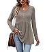 OFEEFAN Tops for Women Trendy Long Sleeve Tops Fashion Clothing Plus Size Winter Clothes for Women Sweaters Dressy Khaki 2Xl