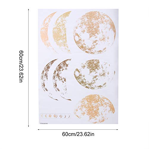 AUNMAS Wall Sticker, 23.62 * 15.75in PVC Golden Wall Decal Moon Phase Pattern Wall Sticker for Home Bedroom Decoration - Image 2