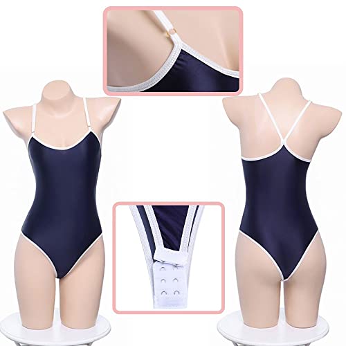 [MONEON] スクール 水着 コスプレ セクシー こすぷれ スク水 エッチ 光沢 えろい 大きいサイズ 大人 女性用 エロ 過激 エロ服 かわいい レオタード 衣装 仮装 コスチューム 競泳水着 - 画像3