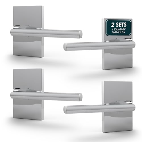 Image of Mega Handles Glamor Dummy Door Handles - 4 Pack Heavy Duty Chrome Door Handles, Non-Turning Door Handle for Closet & French Doors, Single Side, Fits All Standard Doors - Polished Chrome