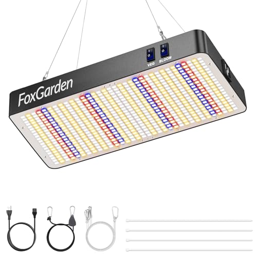 FOXGARDEN 1000W LED Full Spectrum 2×2ft Coverage Grow Light for Indoor Plants, 680PCS LEDs, Dual Built-in Fans, Daisy Chain Function, Veg & Bloom Dual Mode, Ideal for Seed Starting