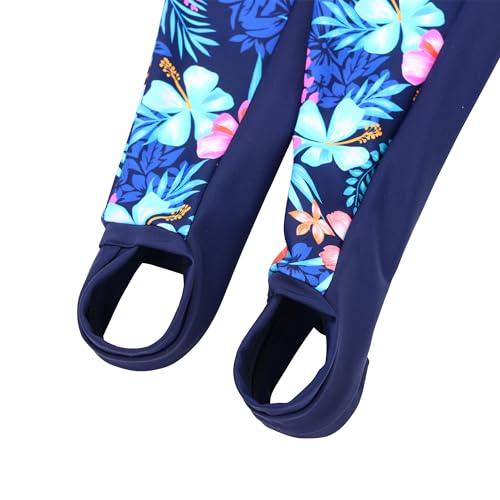 Image of TFJH E Girls Long Sleeve One Piece Swimsuit UPF 50+ Front Zipper Rash Guard Stirrup for Beach