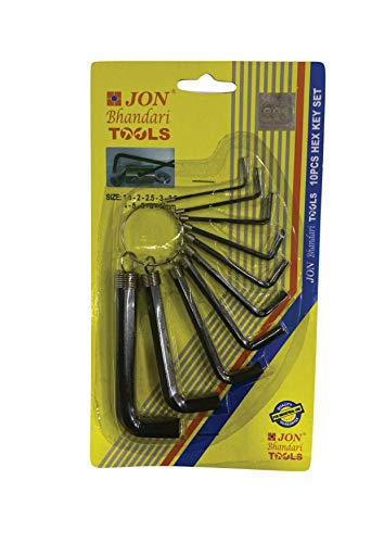 Image of Jon Bhandari Tools Allen Key Set (1.5mm - 10mm) | 10pc Metric Hex Key /Wrench Set | L-Shaped Hex Spanner Tool Kit for Bike, Furniture, DIY & Home Use