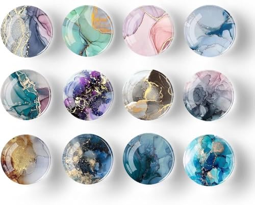Image of Colorfull Fridge Magnets Marble Texture Crystal Refrigerator Glass Magnet Decorative Fridge Strong Small Cute Colorful Magnet for Kitchen Office Whiteboards Cabinets Photos Party (Design 1)
