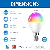 ANWIO Smart Bulb E14 Alexa Light Bulbs,RGB Colour Changing Bulbs,Smart Life App Control,Bluetooth & WiFi Bulb,470LM, 5W Replace 40 Watt,Works with Alexa & Google Assistant (2 Pack) - Image 3