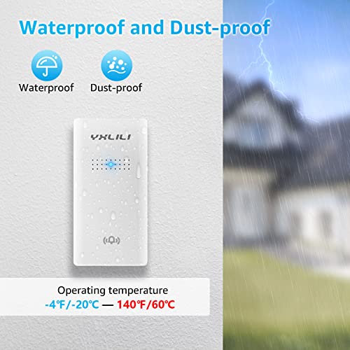 Yxlili Wireless Doorbell, Self-Powered Door Chime Kit With No Battery Required Push Button Cordless Door Bell Ringer 38 Tones Loud Up To 500Ft Range, 4 Levels Volumes With Led Flash #TOP3