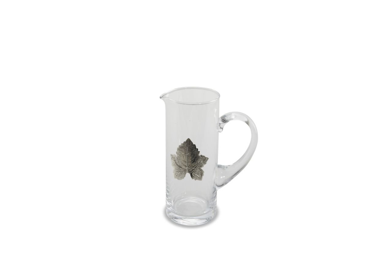 Varotto & Co. Glaskaraffe mit Silberblättern 500ml cod.5017252A 18cm Höhe 8cm Durchmesser