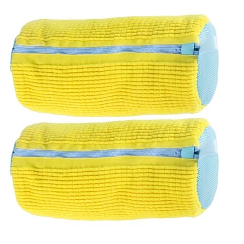 2Pcs Yellow Shoe Washing Machine Bags, Reusable Shoe Washing Bag for Machine Can Be Cleaned 360° Around.Durable Laundry Bag Side Zipper. Laundry Bag Suitable for Sizes of Different Sizes