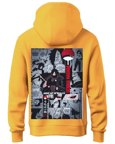 Image of Khakey Hoodie for Boys Stylish Madara Uchiha Front and Back Printed Anime Hoodie Best Winter Wear Hooded Sweatshirt